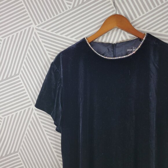 Vintage Velvet Sheath Dress Plus 18W 20W Evening Special Event Jewel Collar - Picture 3 of 6